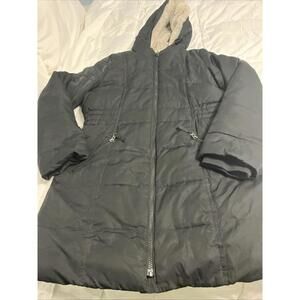Lands’ End Kids Parka Size Large (12-14)Black W/PrimaLoft Fleece Lined Very Soft